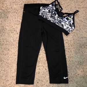 Nike Dri-Fit Capri Leggings and Sports Bra Small